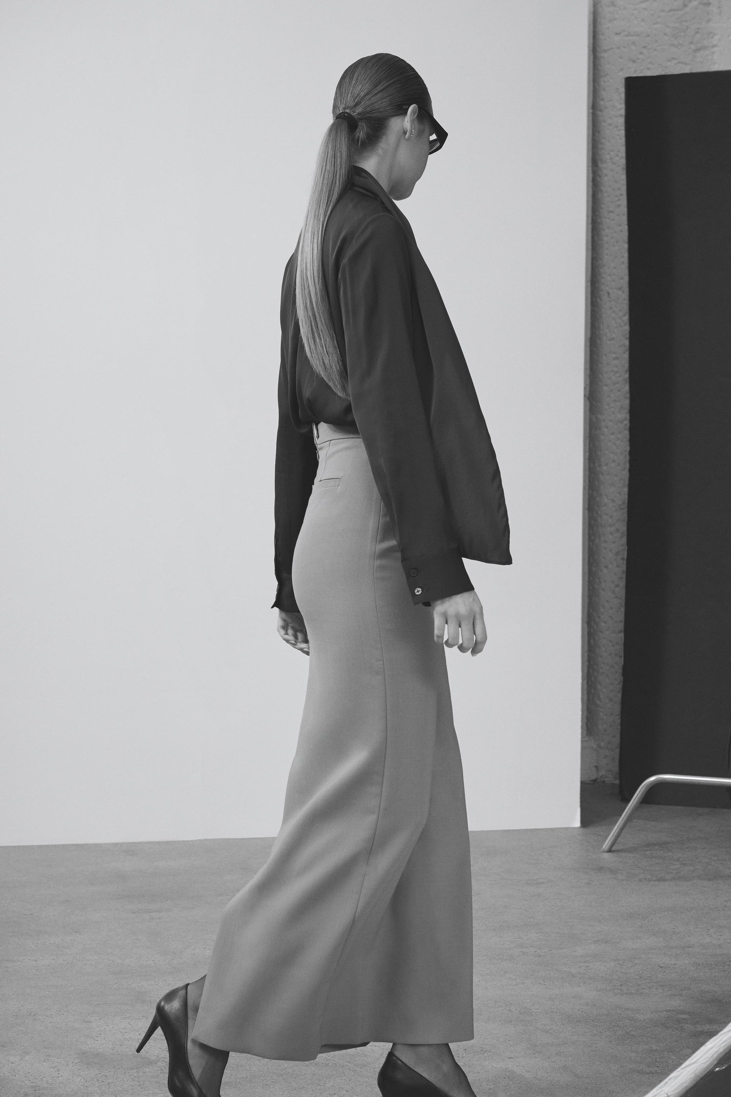 Striped silk scarf blouse