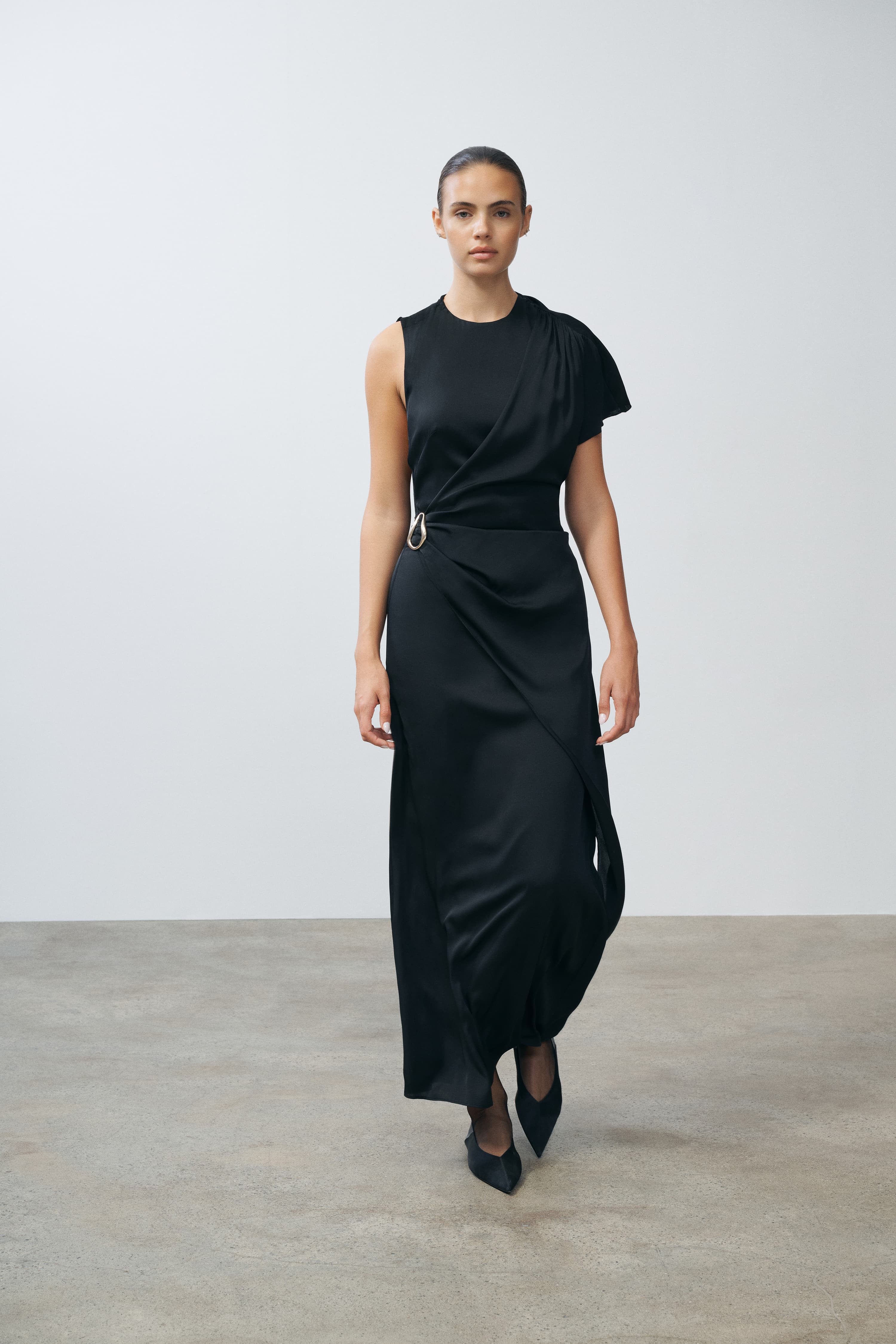 stretch silk dress Hallie Black Stretch Silk Gown