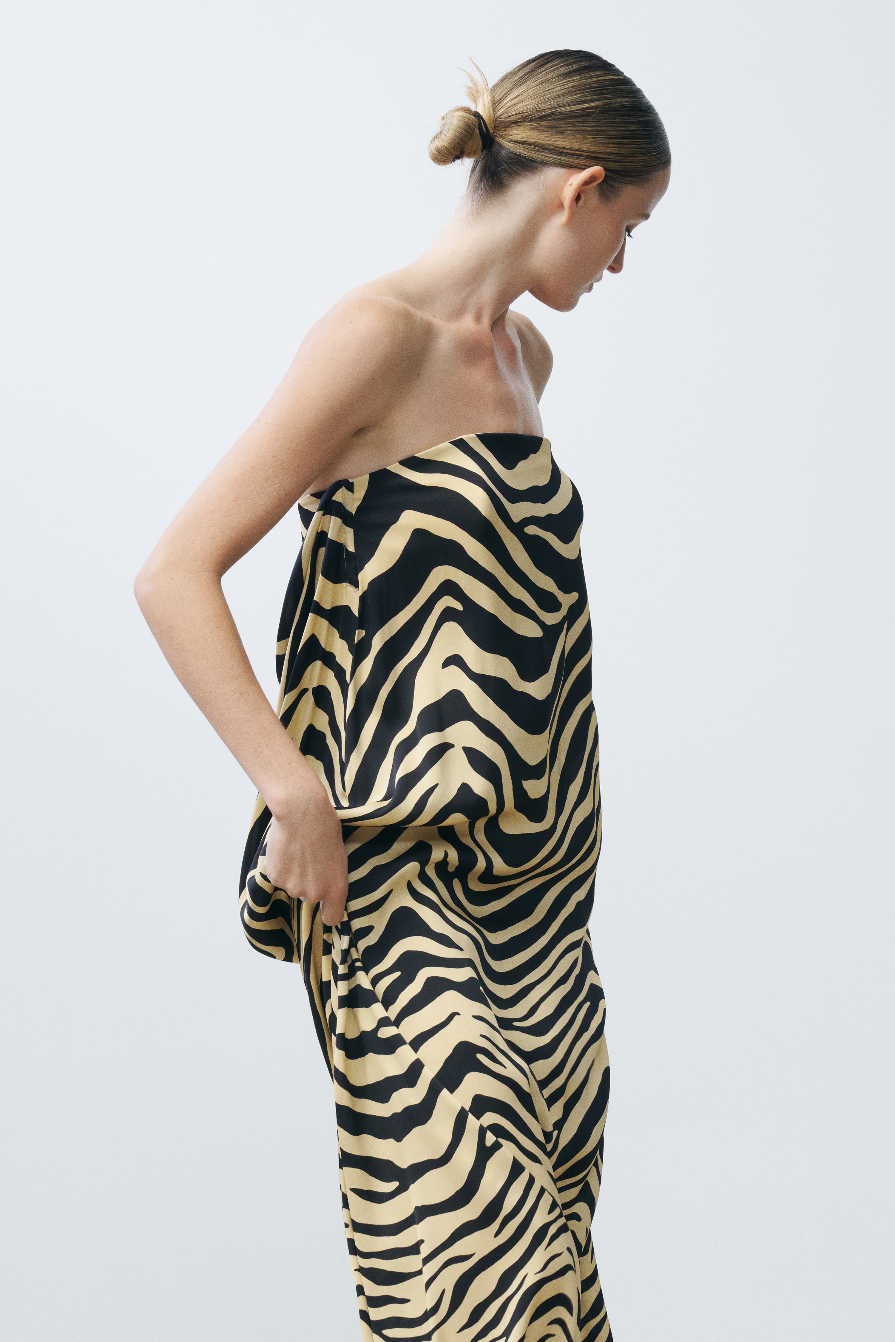 Sloan Zebra Print Silk Strapless Long Dress | SRG Sloan Zebra Print Silk Strapless Long Dress | SRG