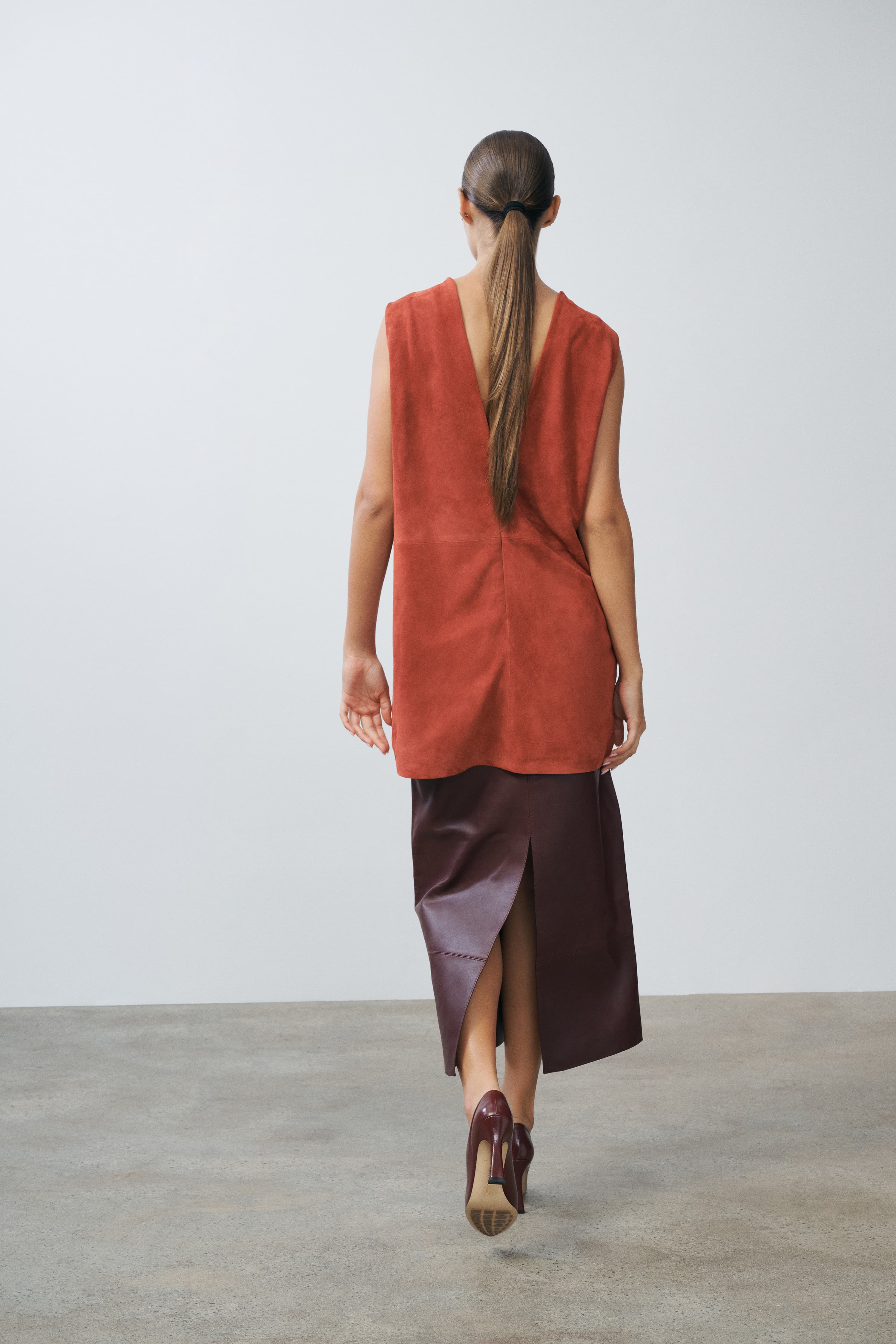 cherry brown dress Twisted Hem Dress in Dark Cherry