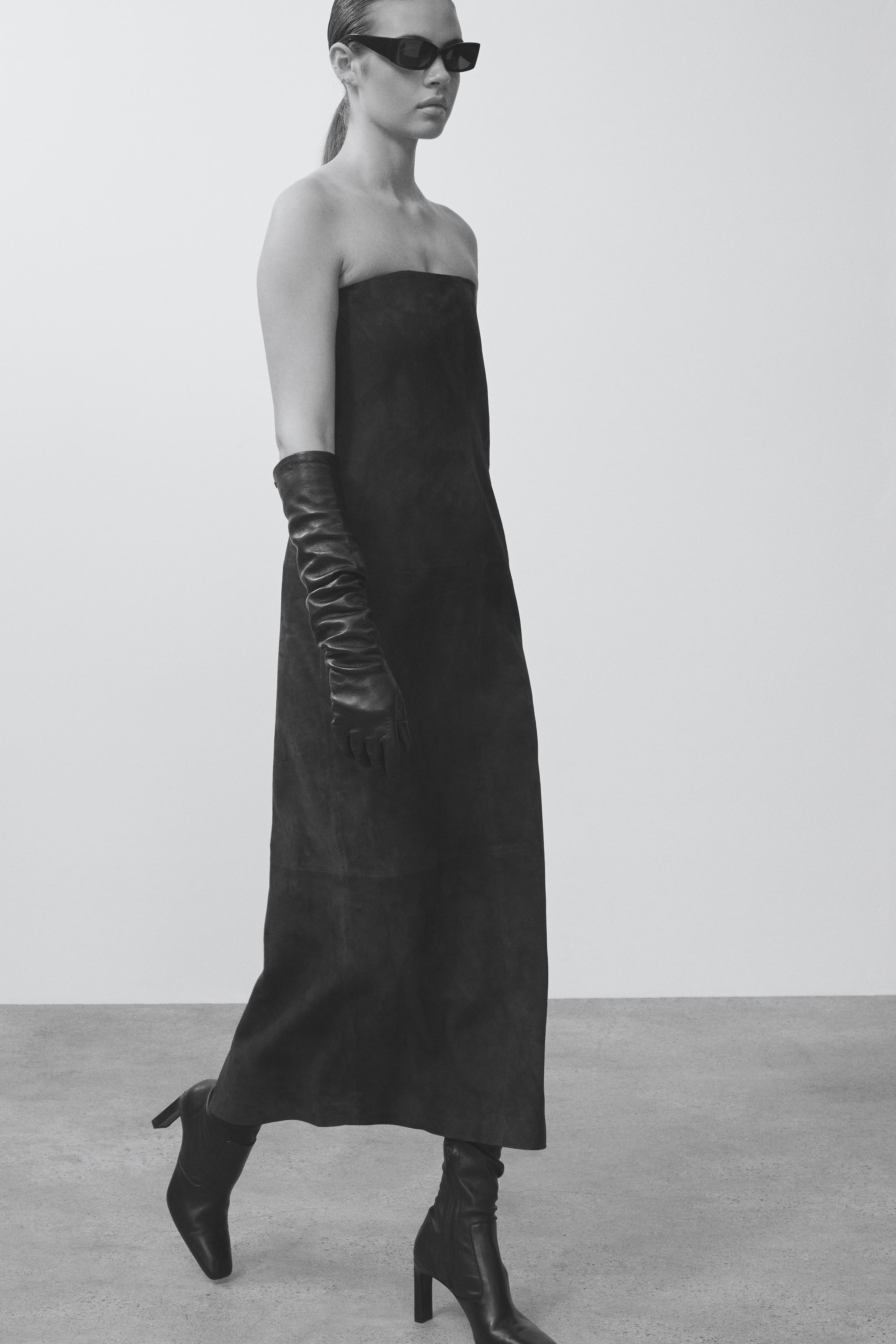 long black suede dress Black Dress - Long Sleeve Dress - Suede Dress - Fringe Dress - $68.00