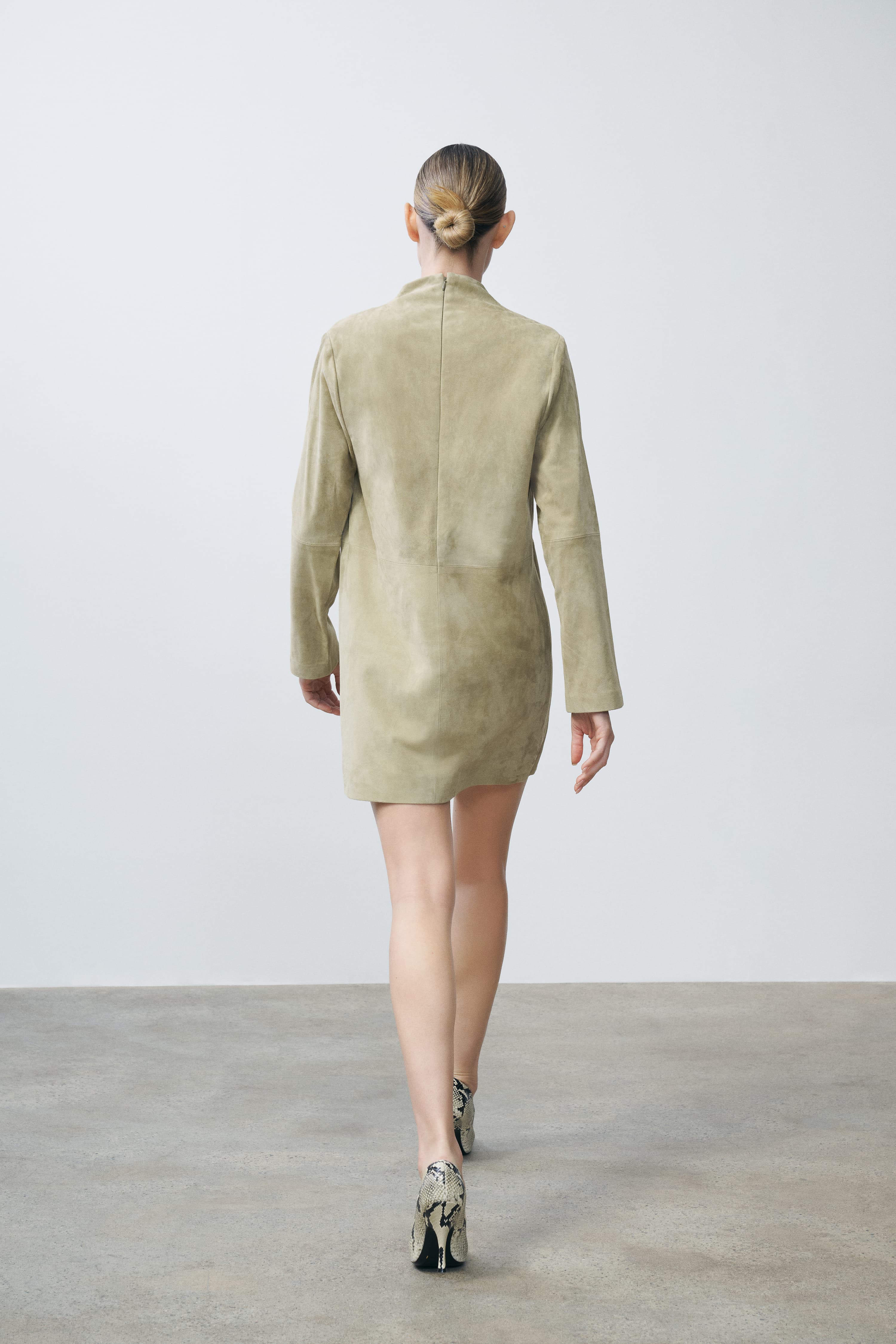 Tanya Tan Suede Long-Sleeve Shift Mini Dress | SRG Tanya Tan Suede Long-Sleeve Shift Mini Dress | SRG