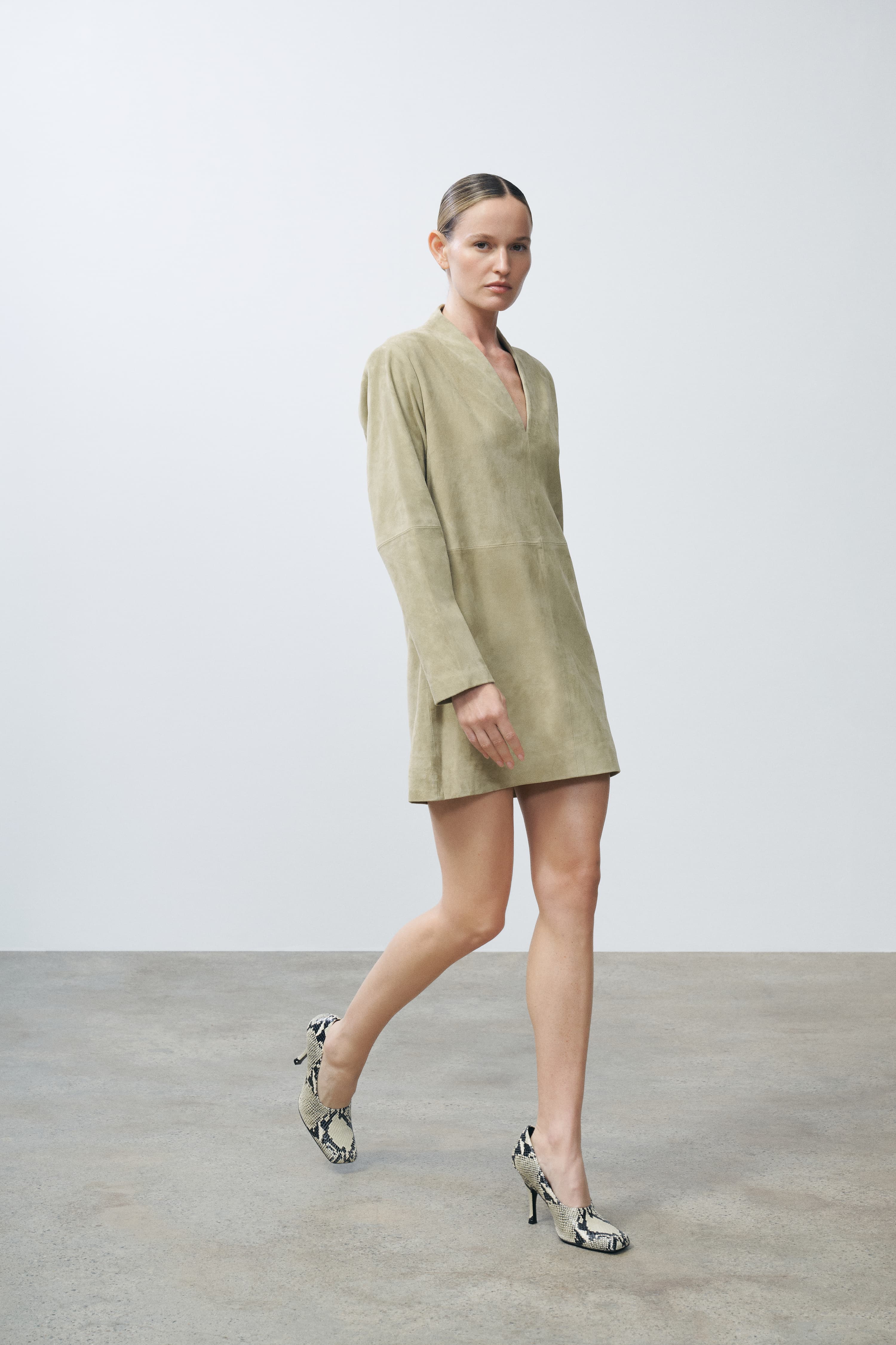 Tanya Tan Suede Long-Sleeve Shift Mini Dress | SRG Tanya Tan Suede Long-Sleeve Shift Mini Dress | SRG