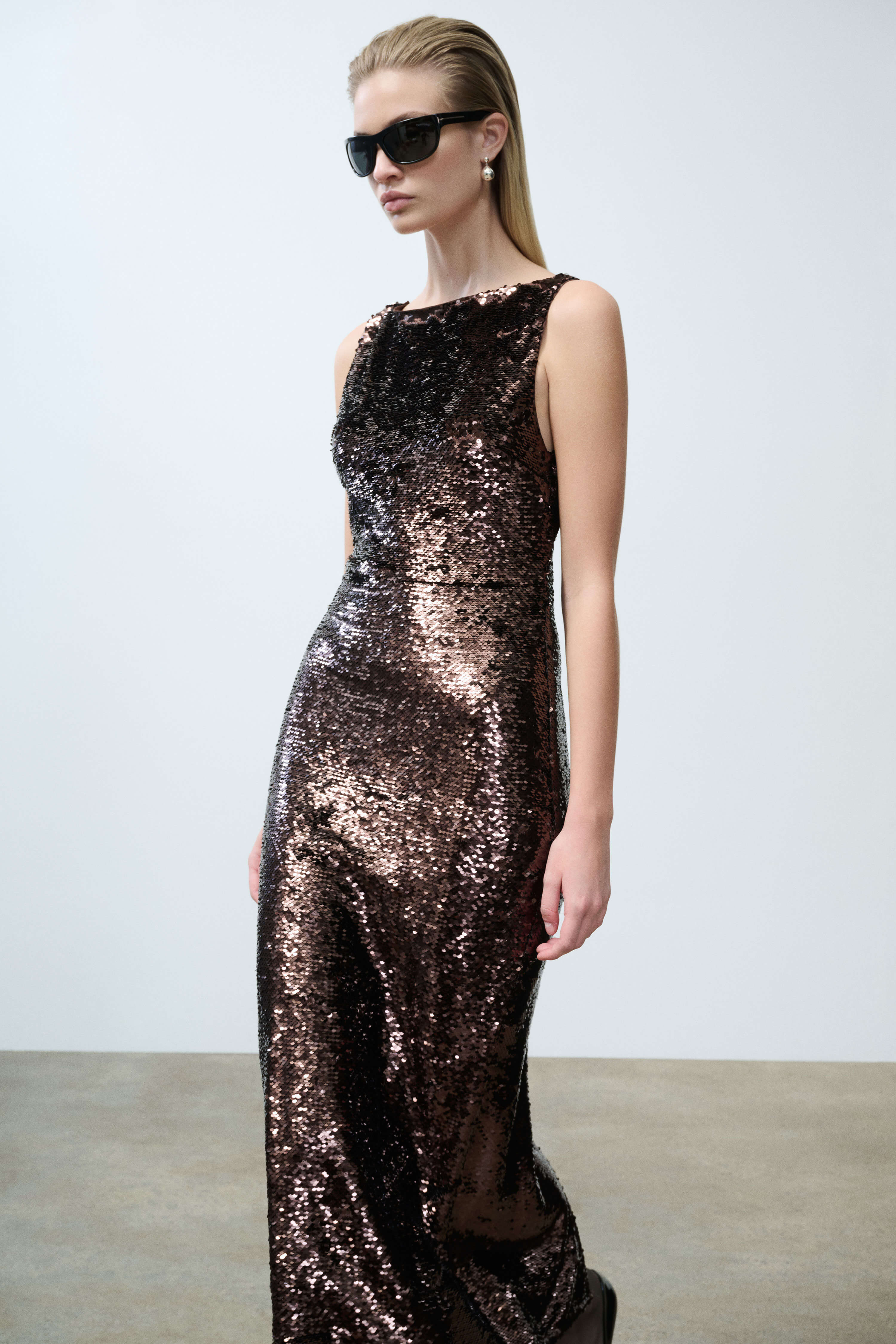 mia sequin dress Mia Sequin Lace Maxi Dress - Black