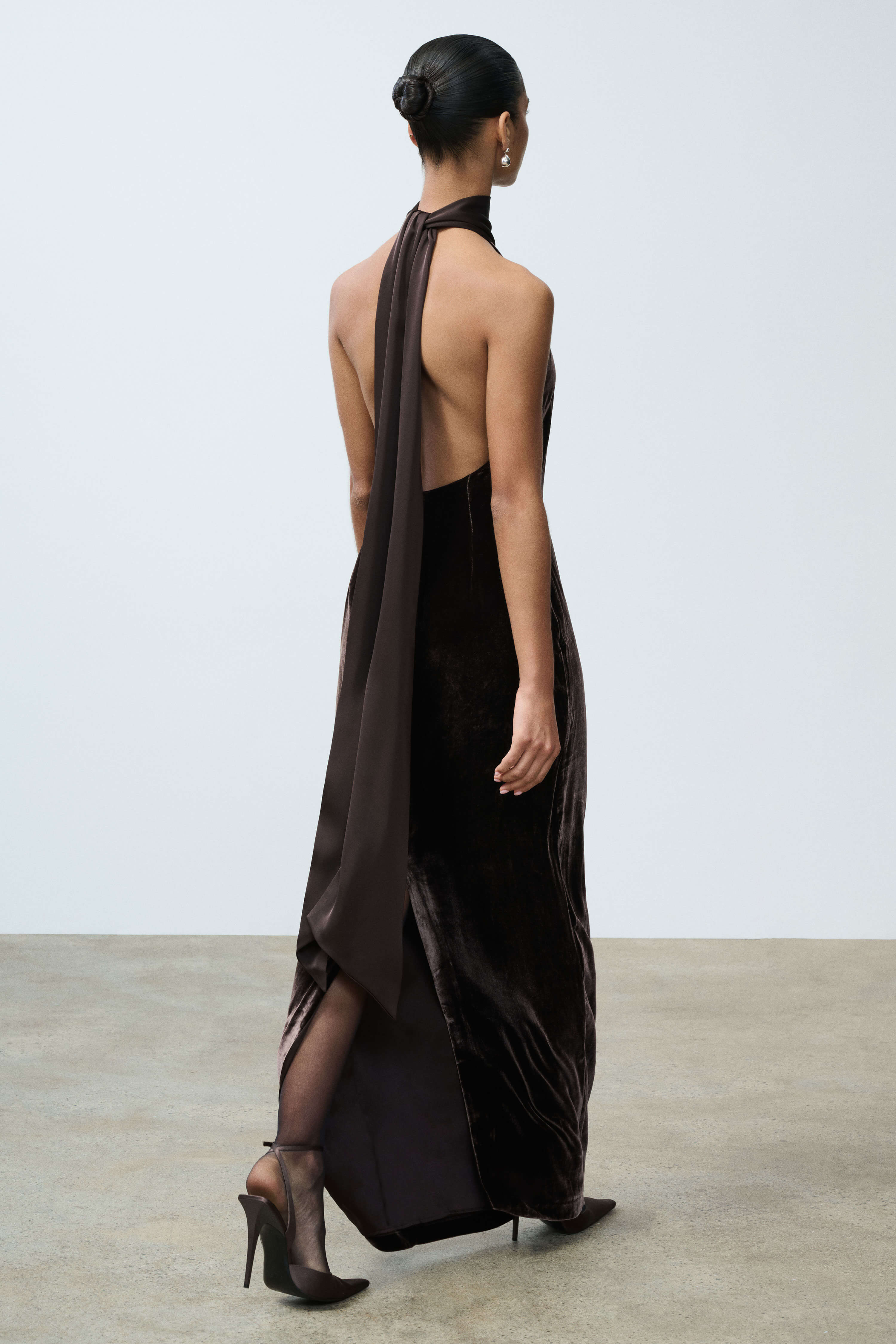 chocolate halter neck dress Chocolate Brown Halter Founcy Maxi Marlena Dress XXXL