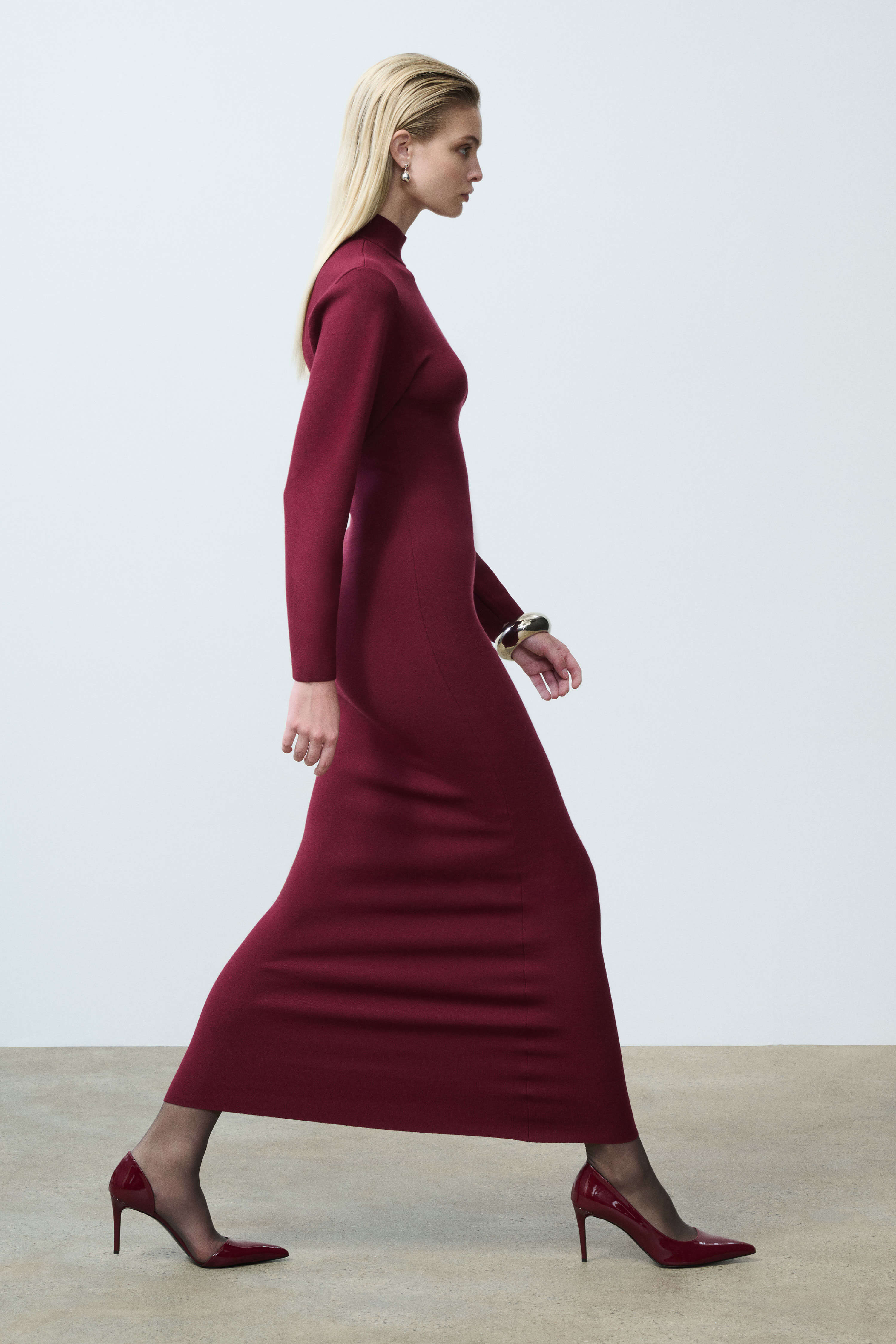 Gloria Burgundy Mock Neck Long Dress | SRG Gloria Burgundy Mock Neck Long Dress | SRG