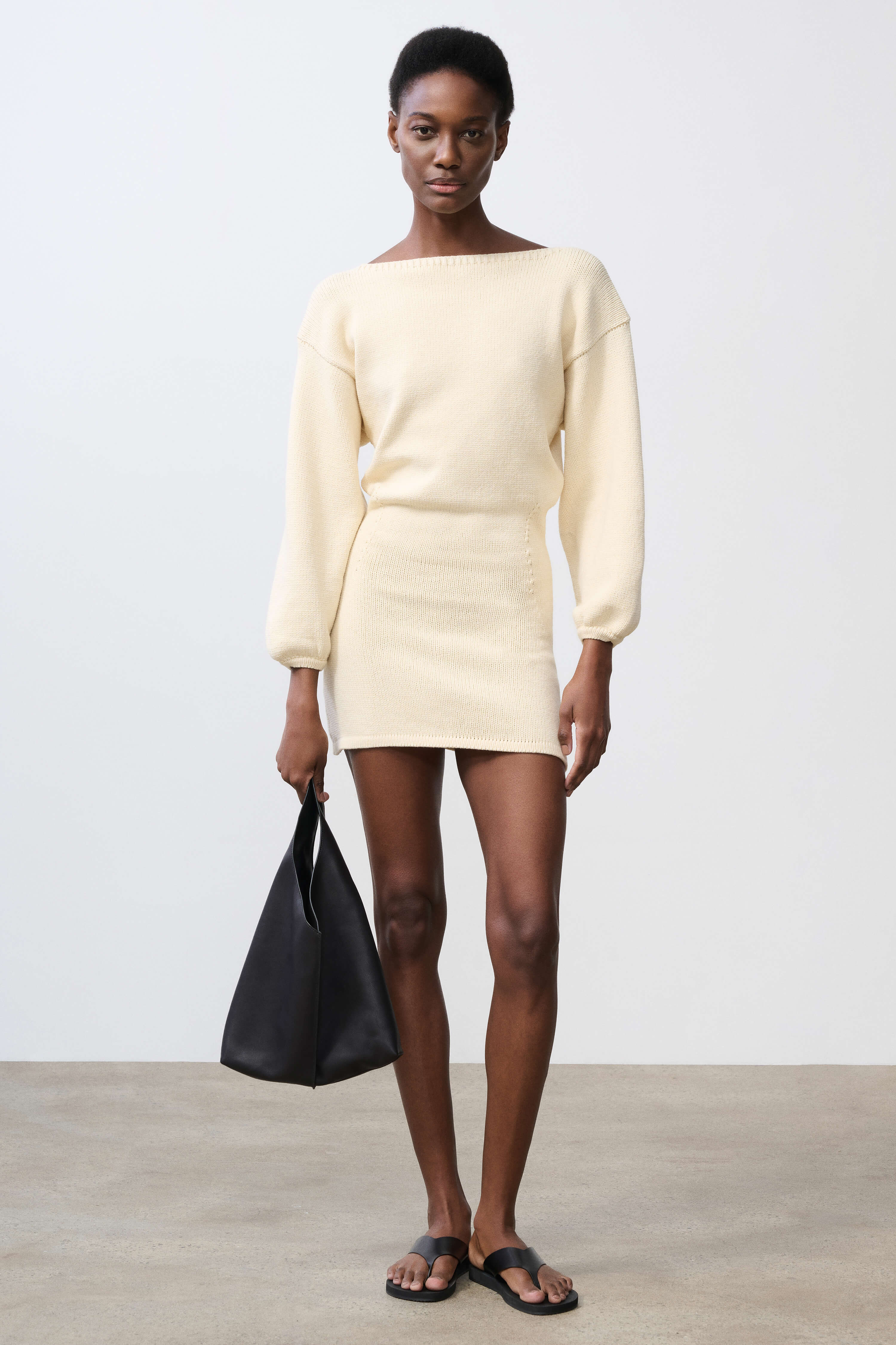 Eleanore Knit Boatneck Mini Dress with Balloon Sleeves | SRG Eleanore Knit Boatneck Mini Dress with Balloon Sleeves | SRG