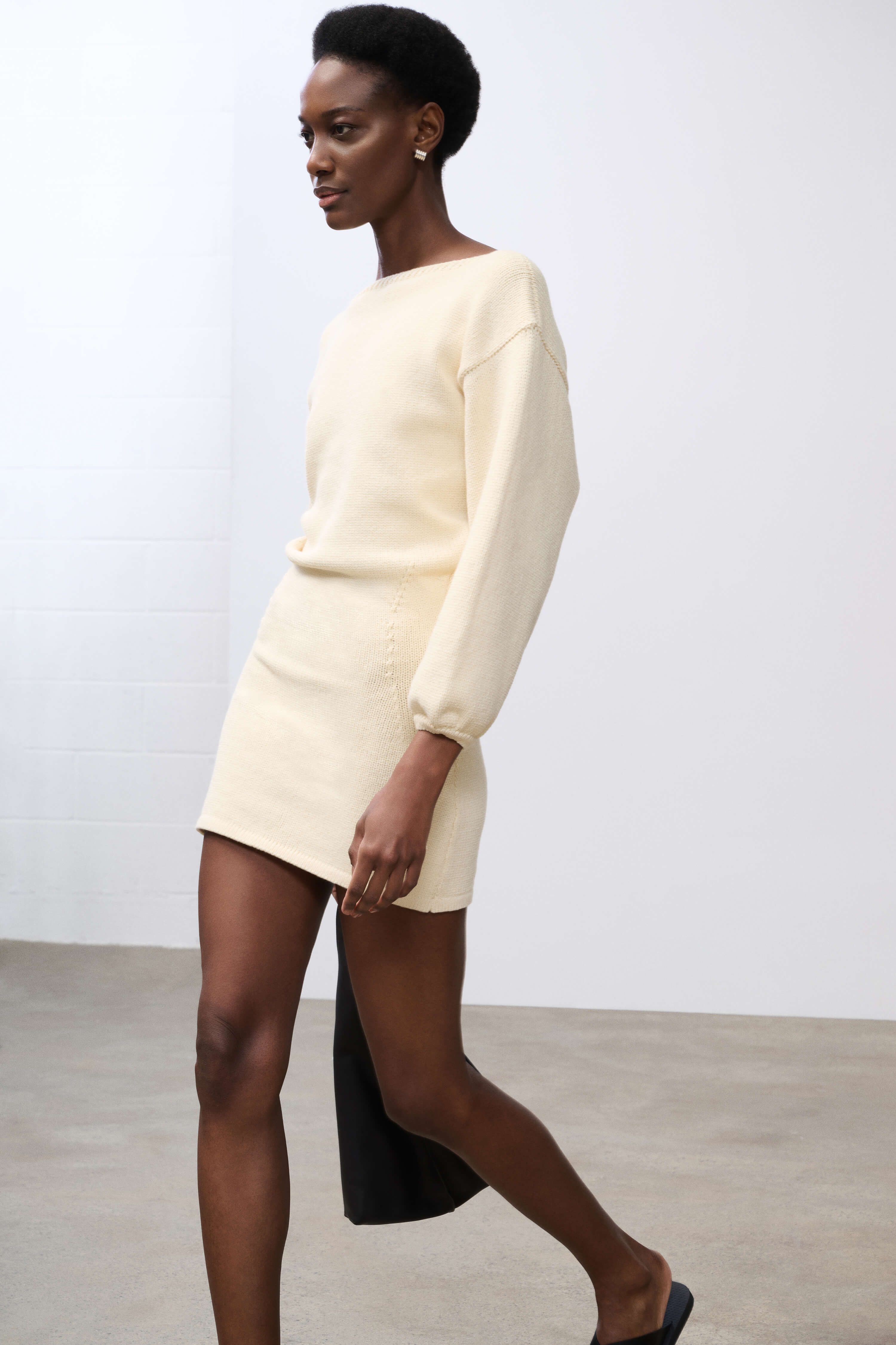 Eleanore Knit Boatneck Mini Dress with Balloon Sleeves | SRG Eleanore Knit Boatneck Mini Dress with Balloon Sleeves | SRG