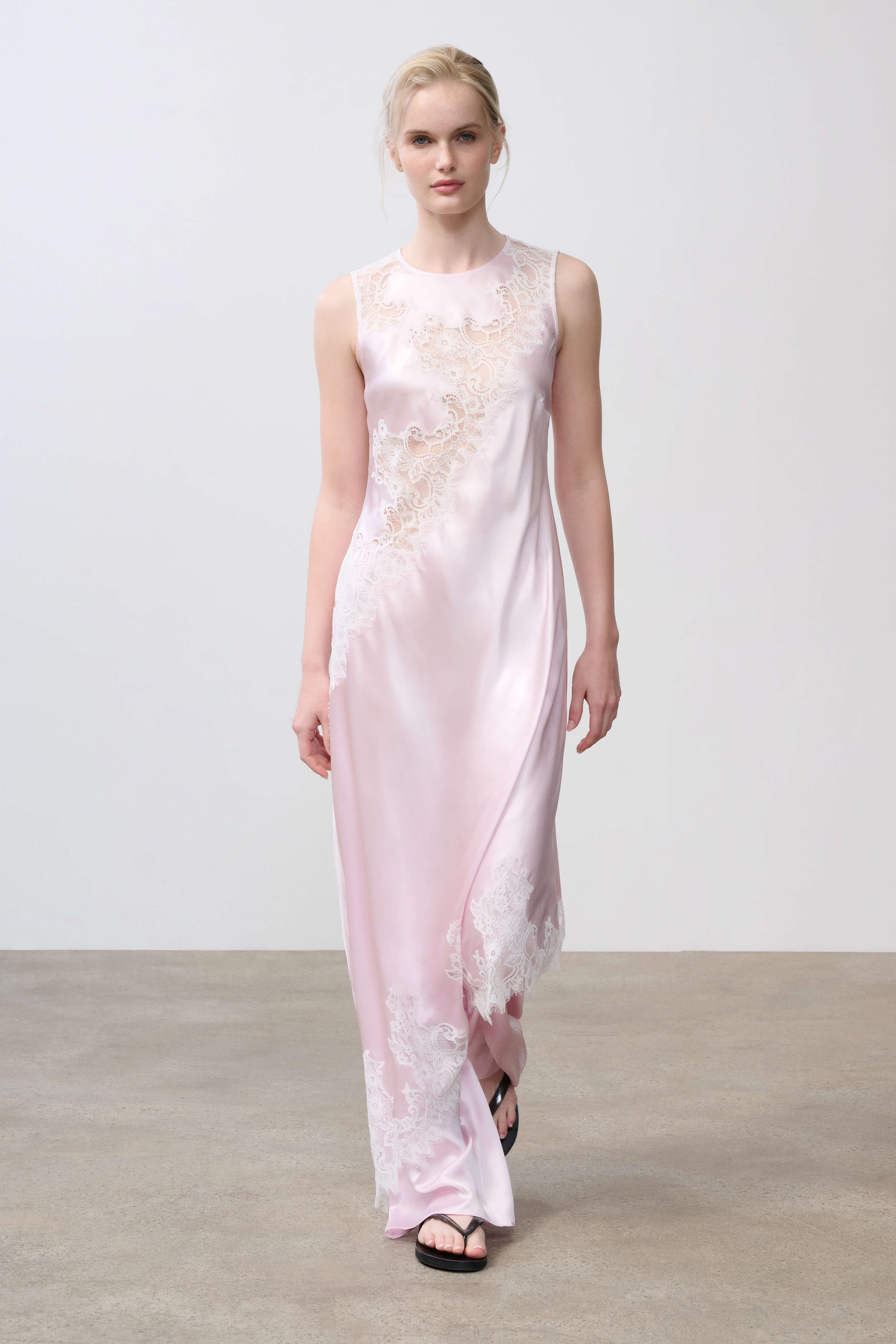 Ellis Blush Pink & White 100% Silk Midi Dress | SRG Ellis Blush Pink & White 100% Silk Midi Dress | SRG