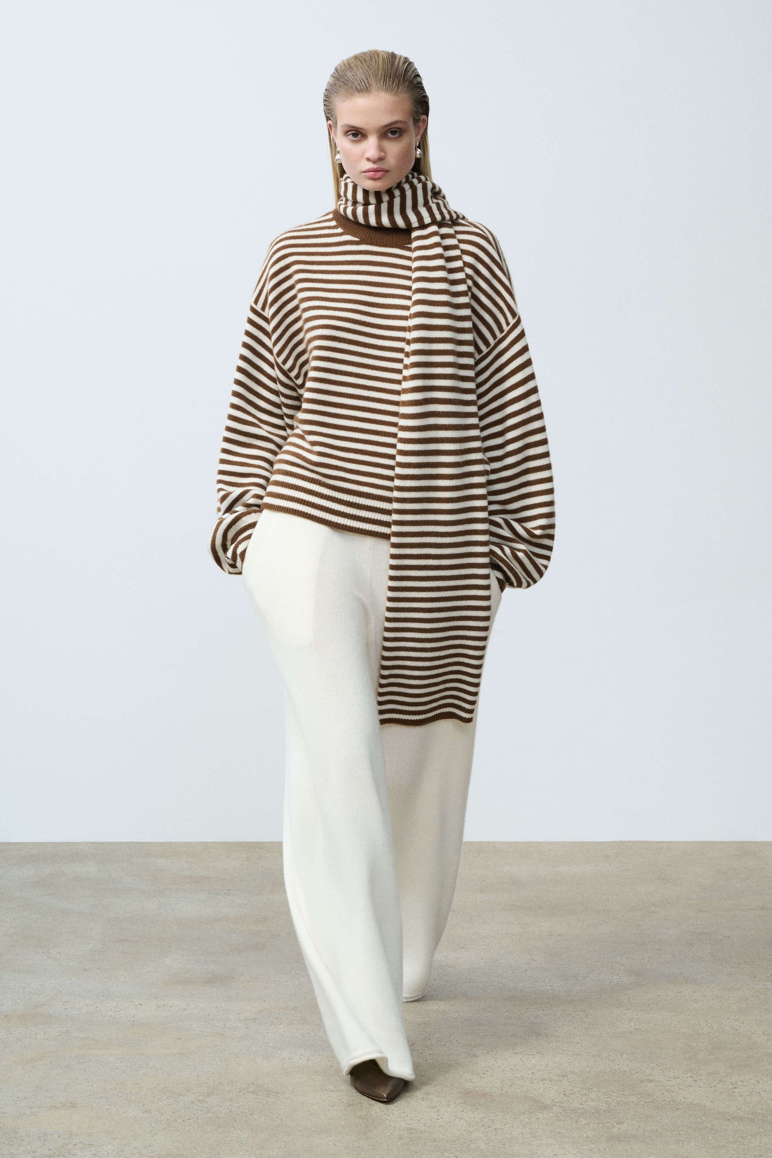 Waldo Striped Cashmere Sweater & Scarf Front