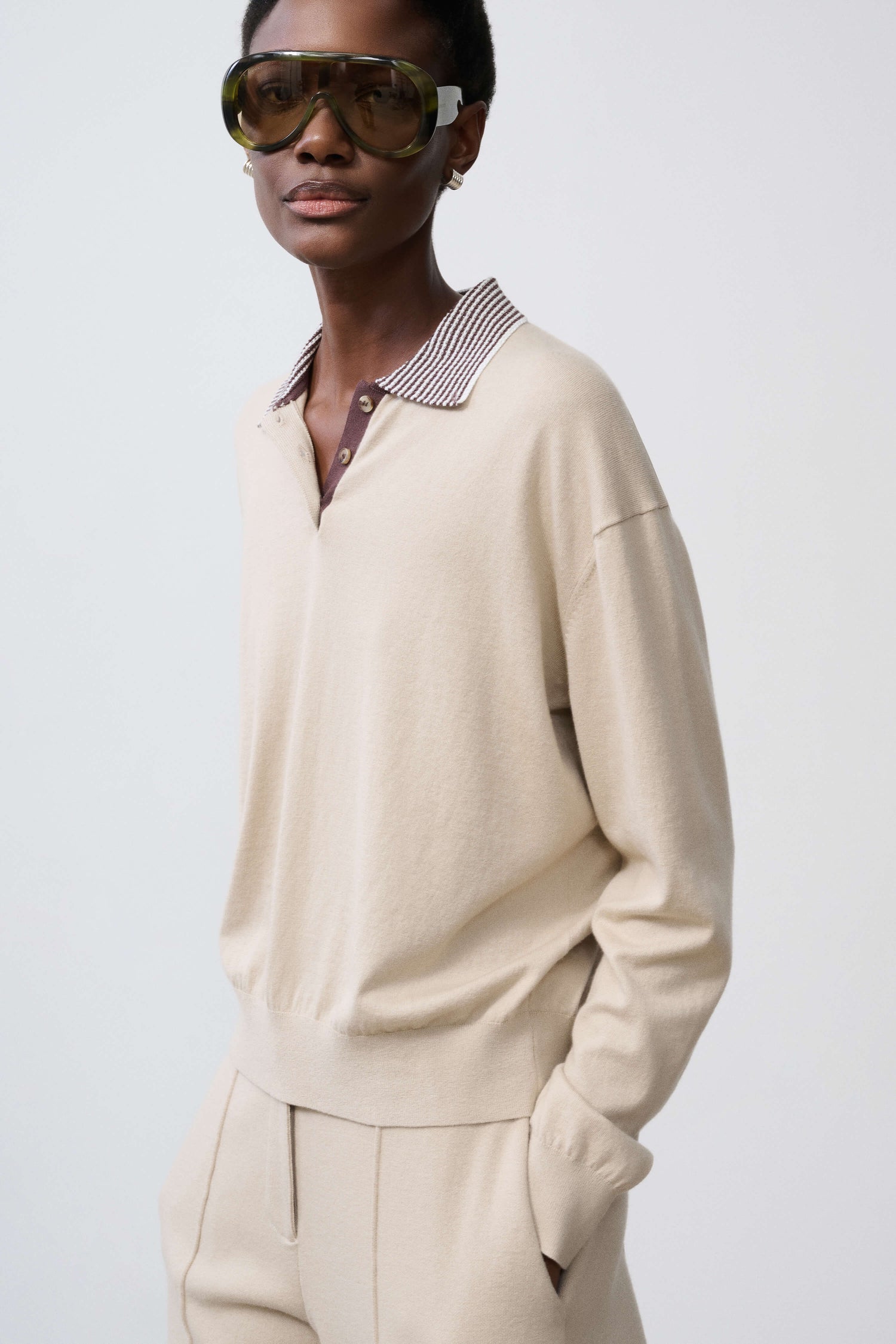Marielle Long Sleeve Knit Polo