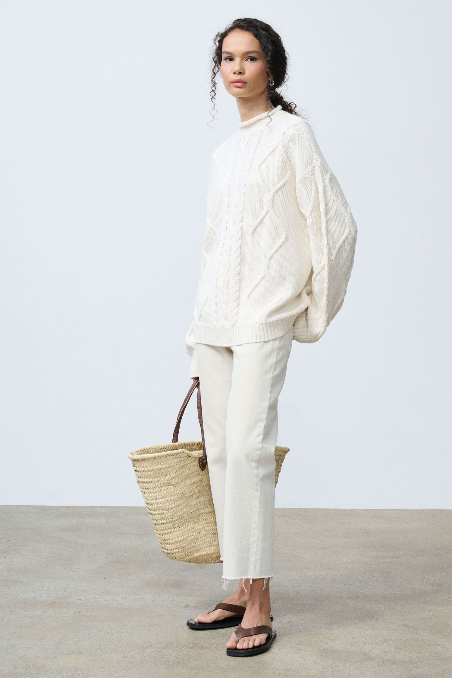 Amberlyn Roll Neck Cable Sweater