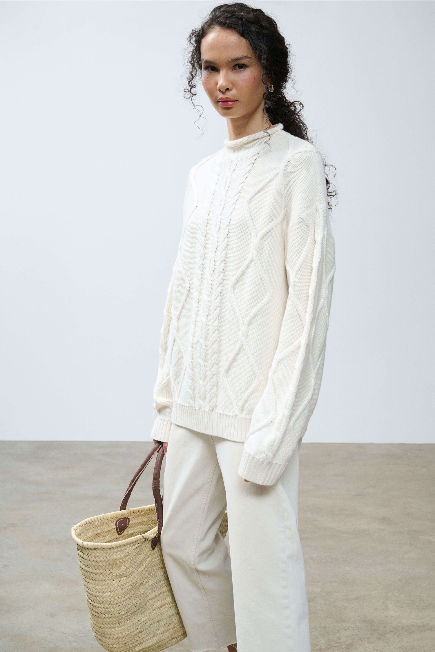Amberlyn Roll Neck Cable Sweater