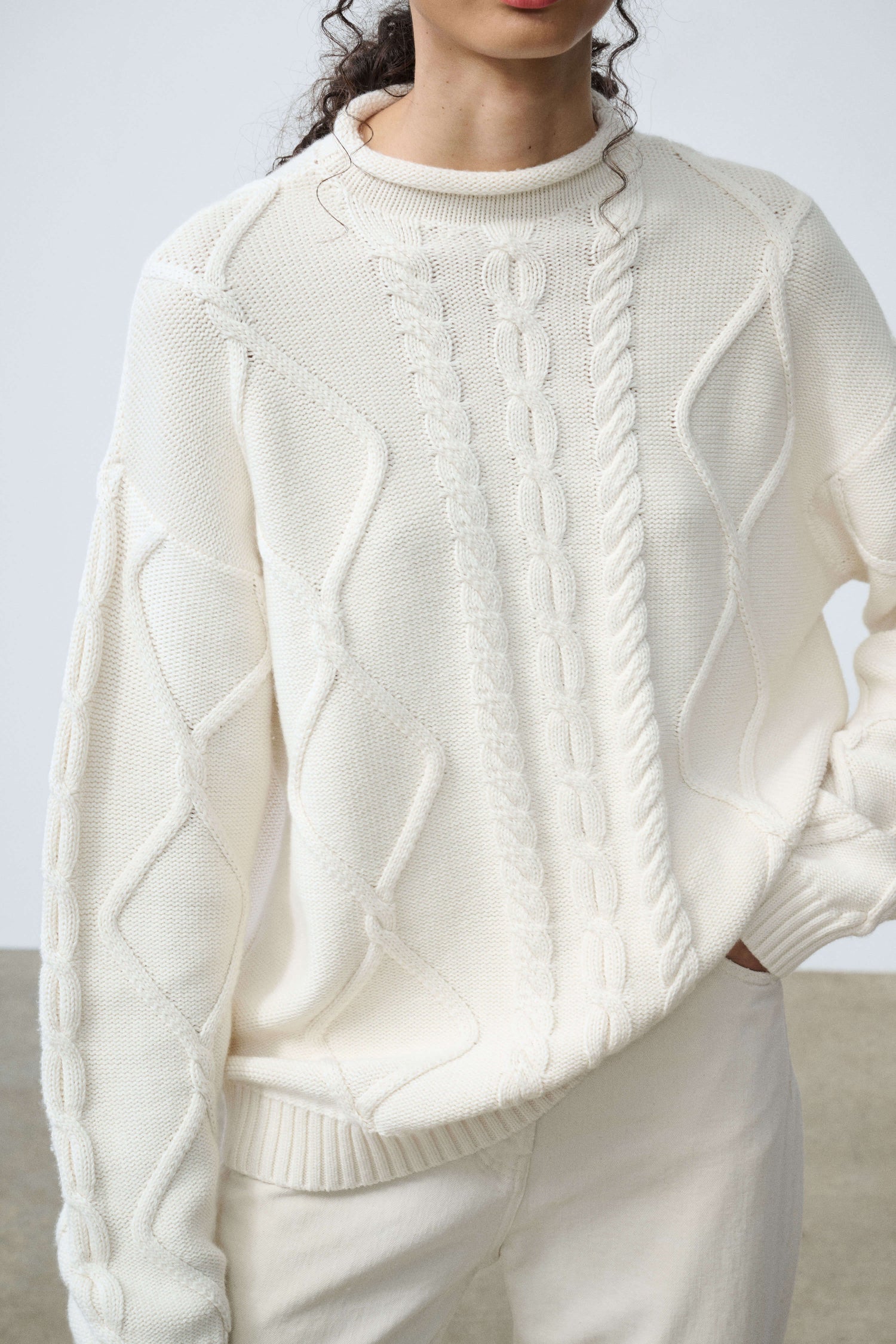 Amberlyn Roll Neck Cable Sweater