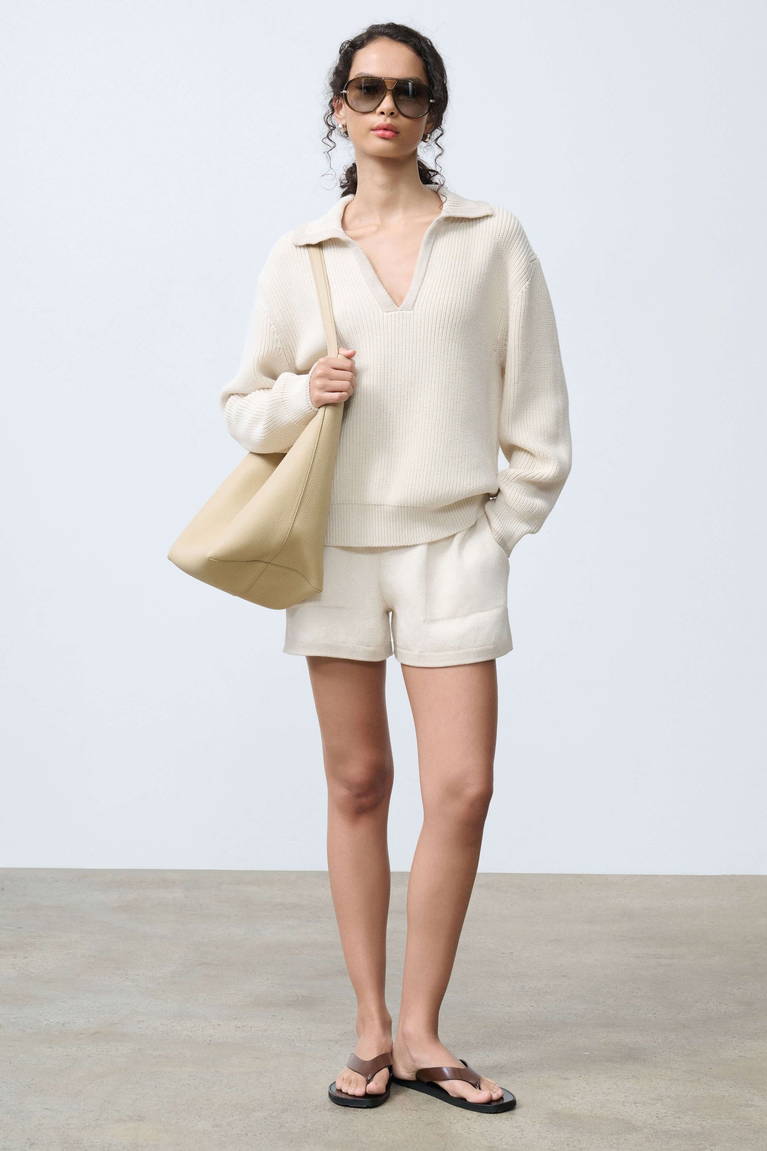 Dae Contrast Polo Sweater Front