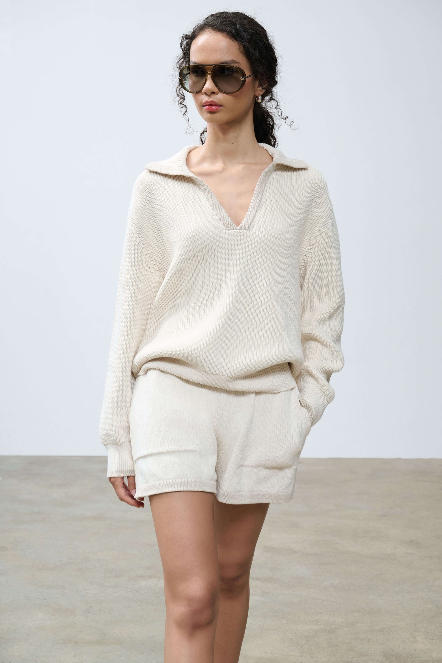 Dae Contrast Polo Sweater