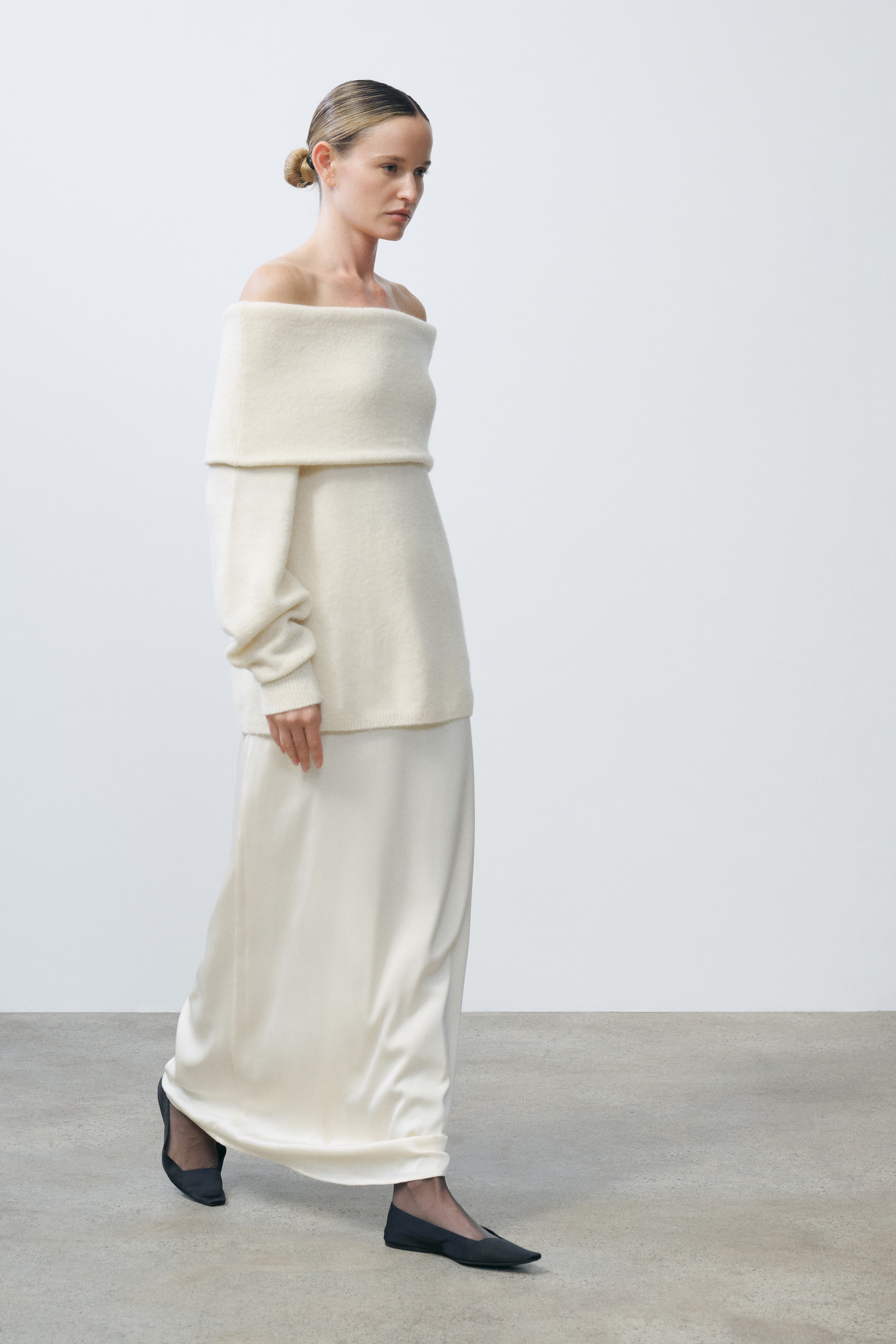 Saffiyya Ivory Off-The-Shoulder Merino Sweater | SRG Saffiyya Ivory Off-The-Shoulder Merino Sweater | SRG