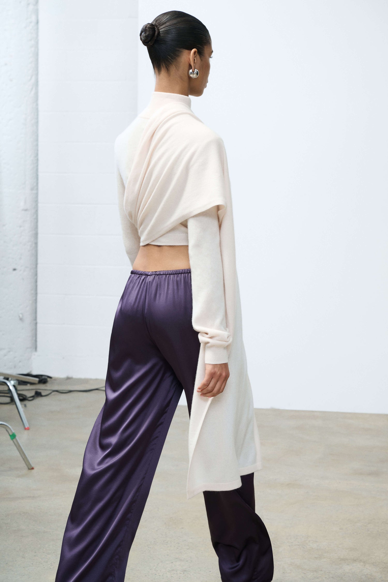 Jetta Cashmere Draped Scarf Turtleneck