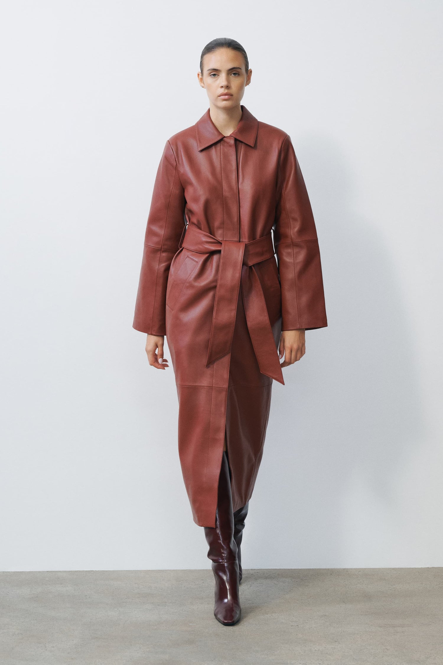 Reggie Leather Coat Front