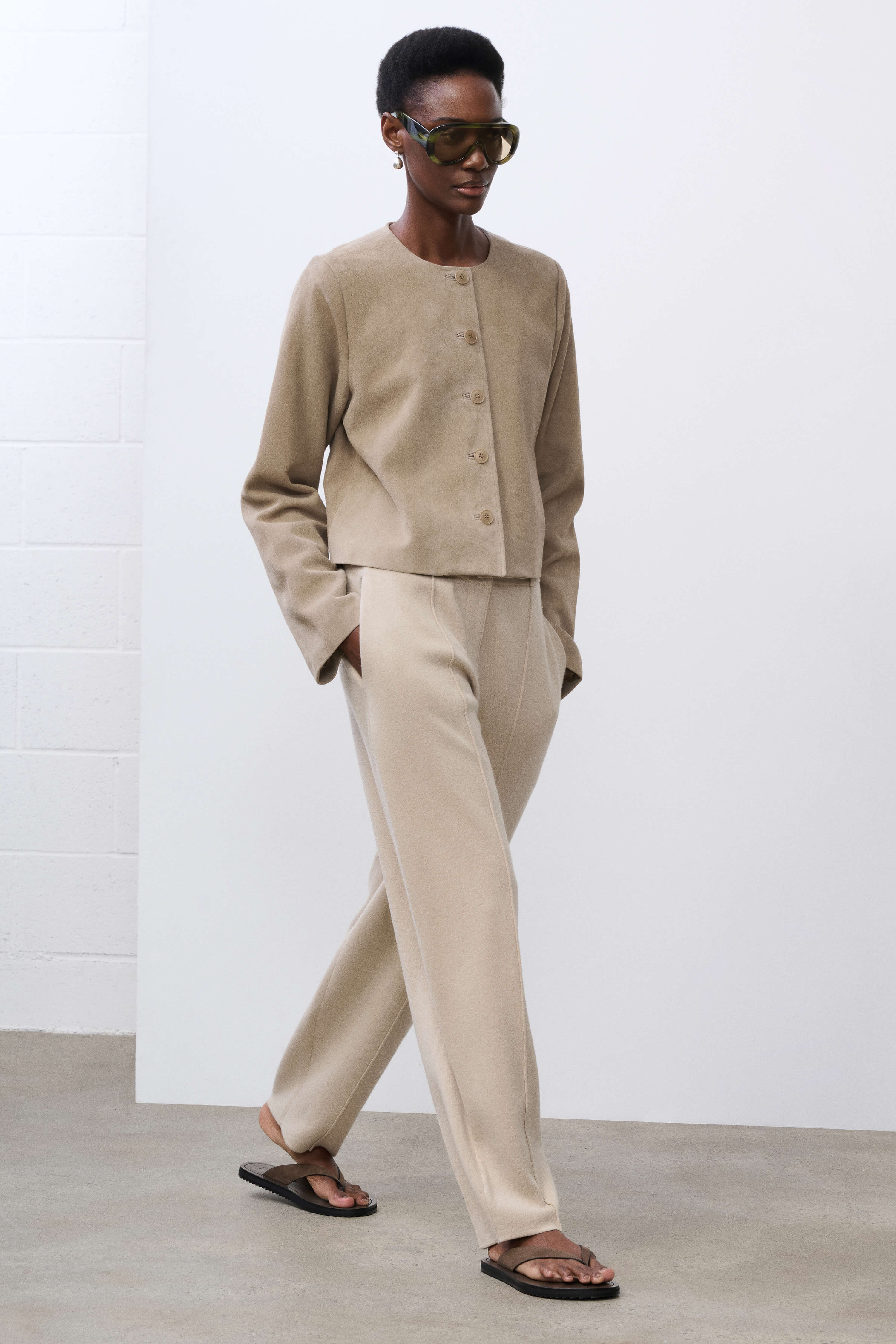 Jemma Desert Sand Genuine Suede Boxy Jacket | SRG