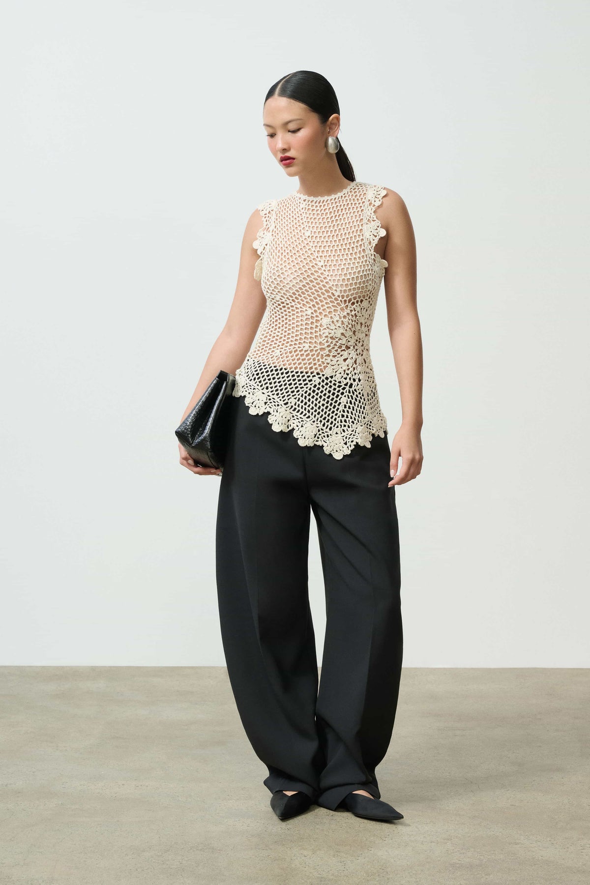 Camdin Hand Crochet Asymmetric Top