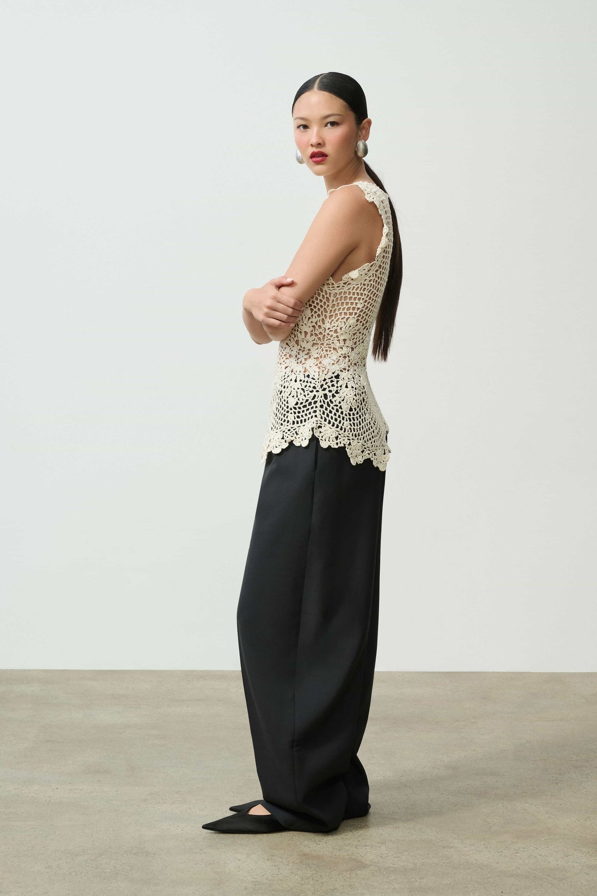 Camdin Hand Crochet Asymmetric Top