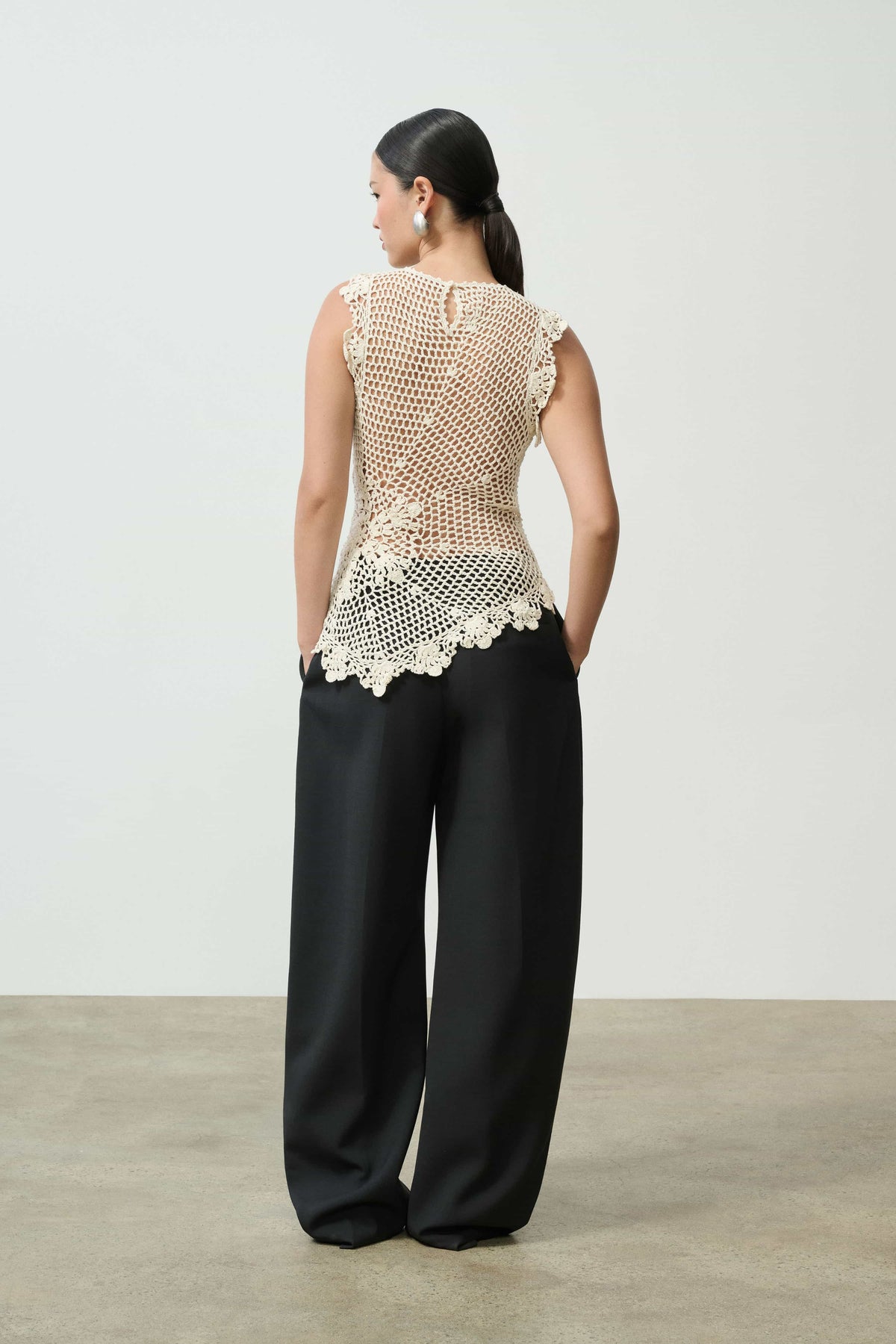Camdin Hand Crochet Asymmetric Top