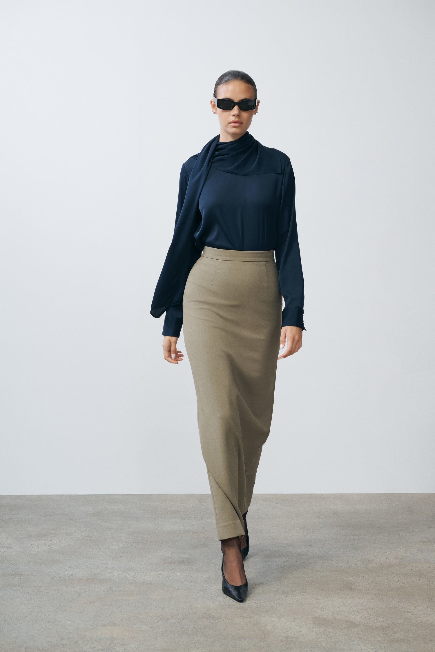 Striped silk scarf blouse