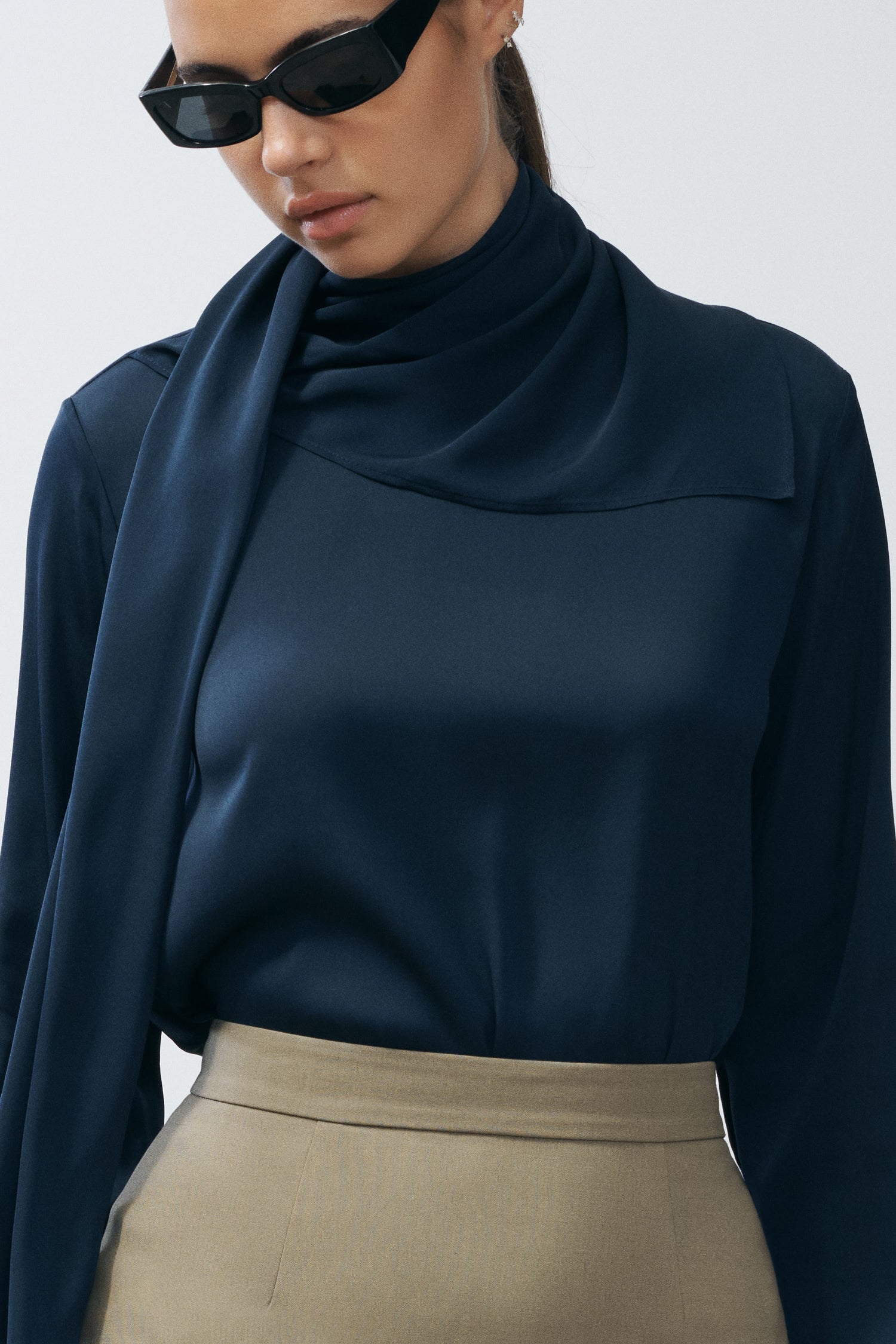 Striped silk scarf blouse